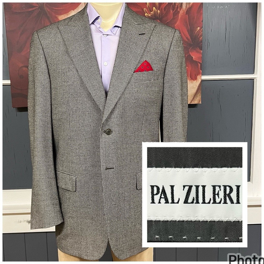 Vintage Pal Zileri Ventless Blazer Sport‎ Coat Mens 44L Long Wool Gray Flannel